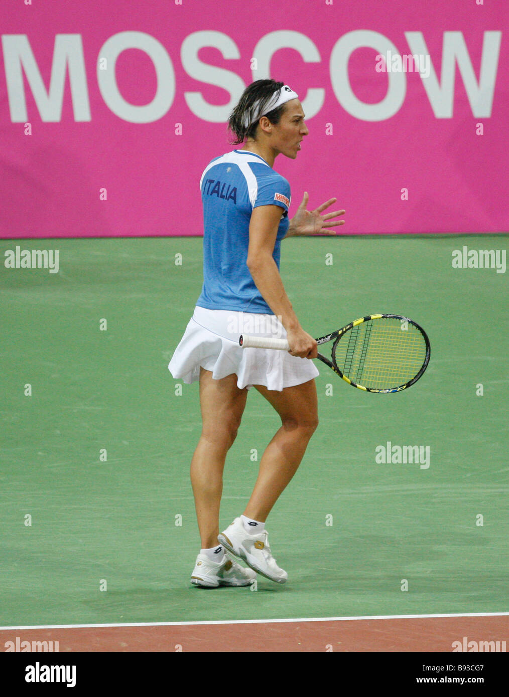 Francesca Schiavone the Italian tennis team leader losing a meet on the  Federation Cup finals 2nd day Stock Photo - Alamy