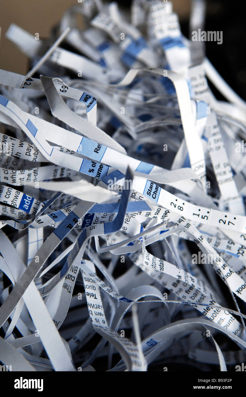 Generic shot of shredded paper for recycling Stock Photo Alamy