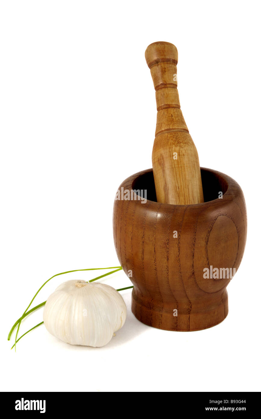 Wooden pounder on a white background Stock Photo - Alamy