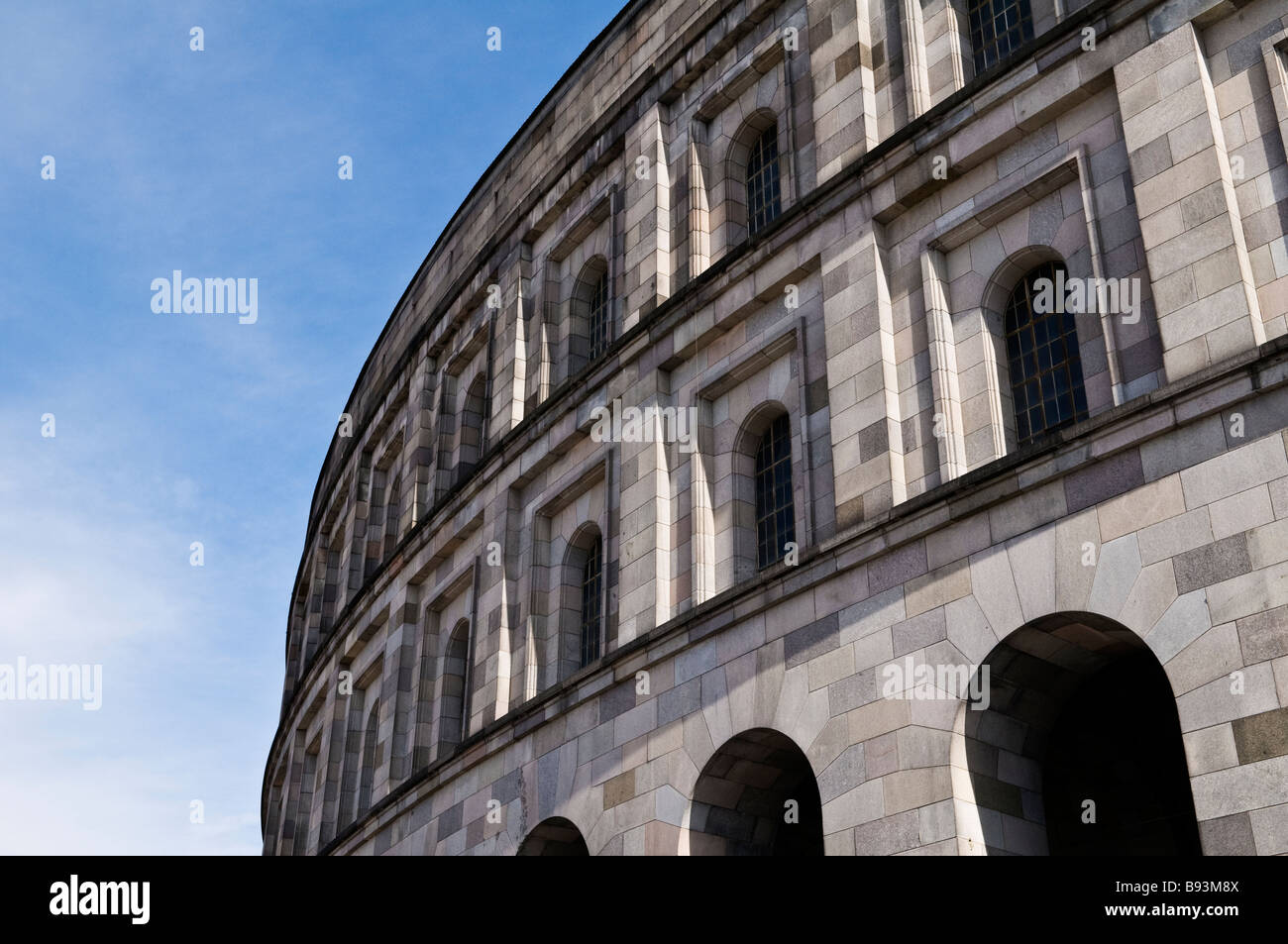 stone exterior of Congress Hall at the old nazi party rally grounds, Nuremberg, Germany Stock Photo