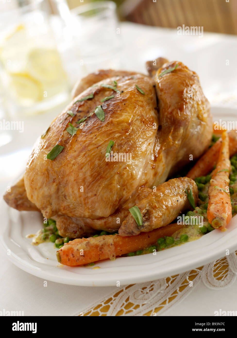whole roast chicken Stock Photo