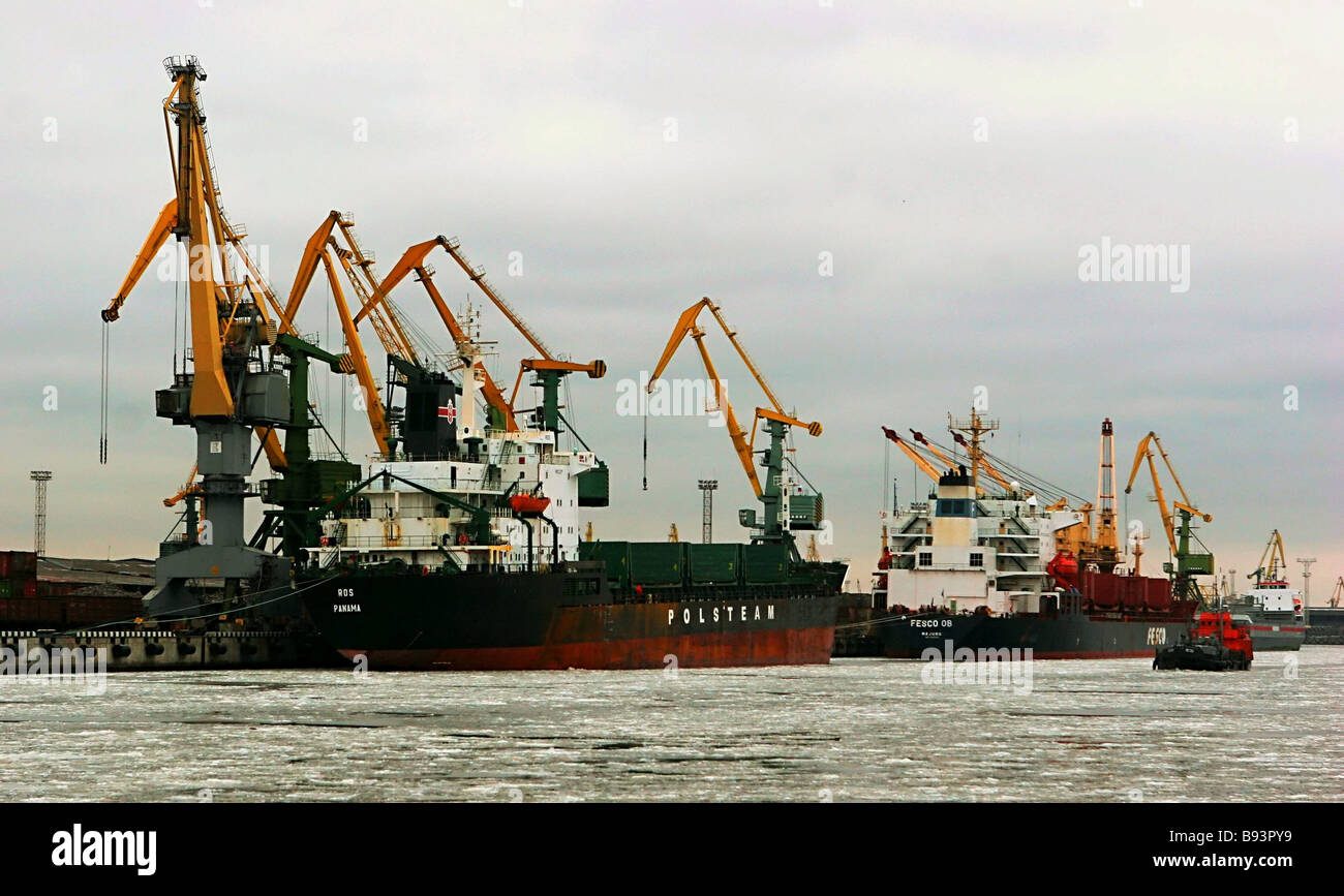 A terminal of the JSC Sea Port of St Petersburg Due to the dock