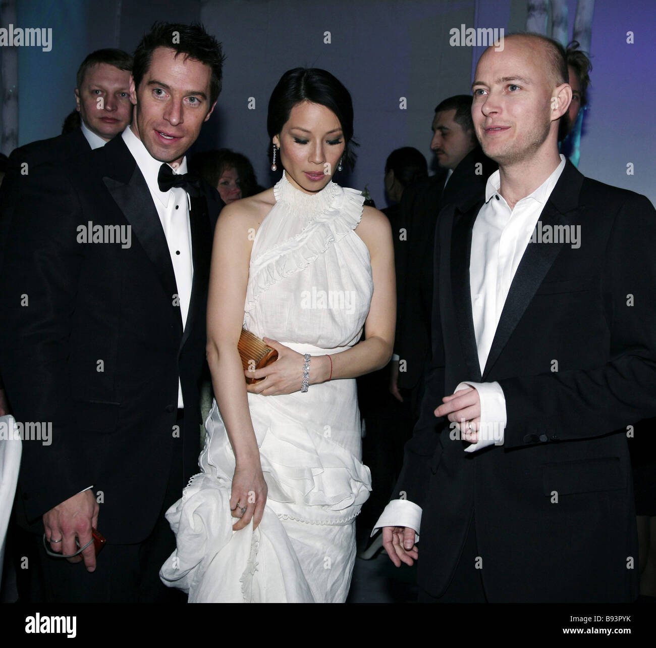 From right to left Lord Justin Portman and actress Lucy Liu attend the