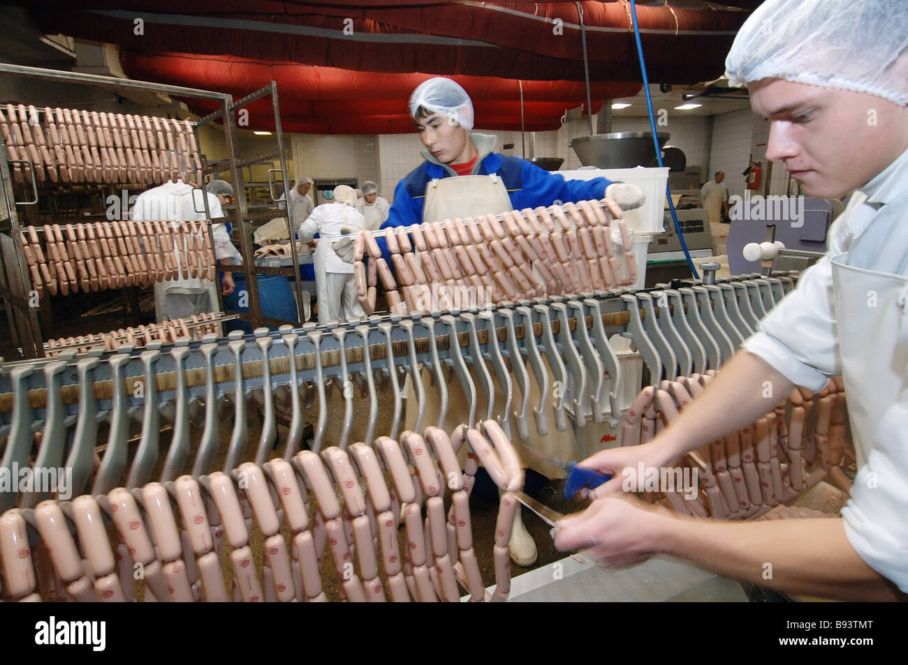 Milk sausage production JSC Dymov Sausage Works Stock Photo Alamy