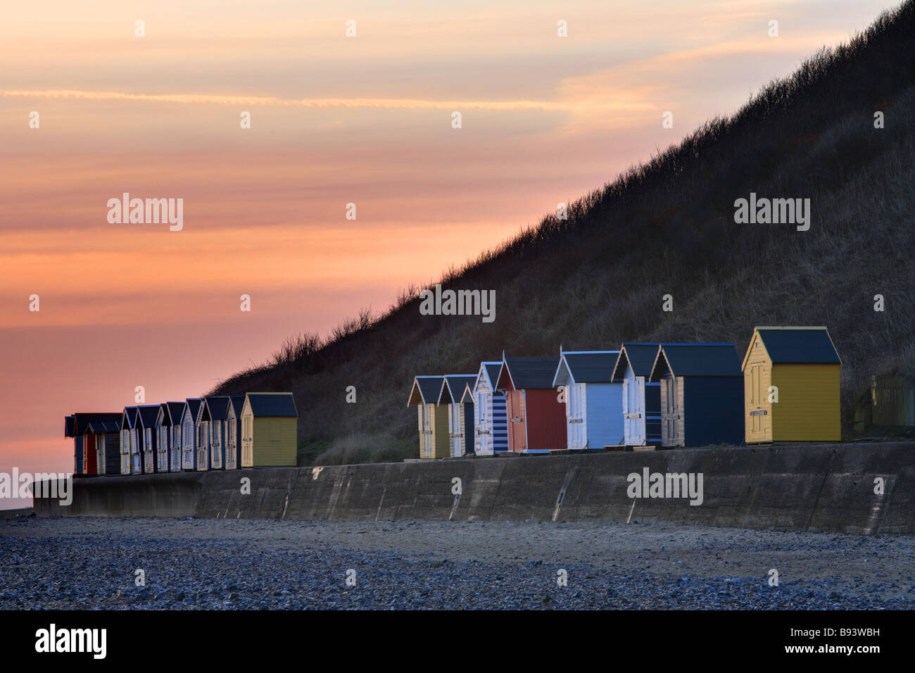 'Beach Huts' Cromer beach, North Norfolk, England, UK Stock Photo