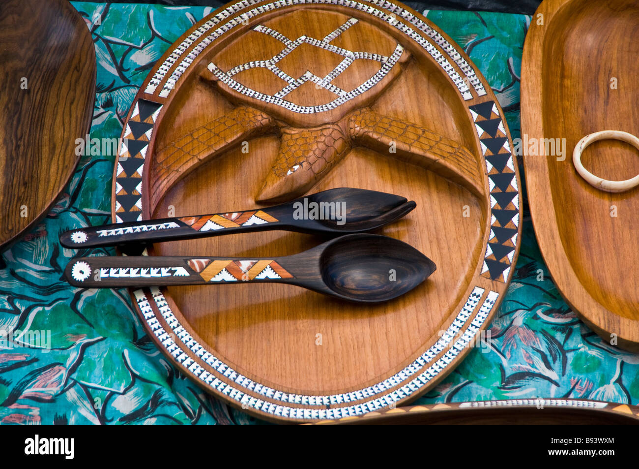 Hand made Dinnerware Souvenir of Solomon Islands Solomon Islands Stock Photo