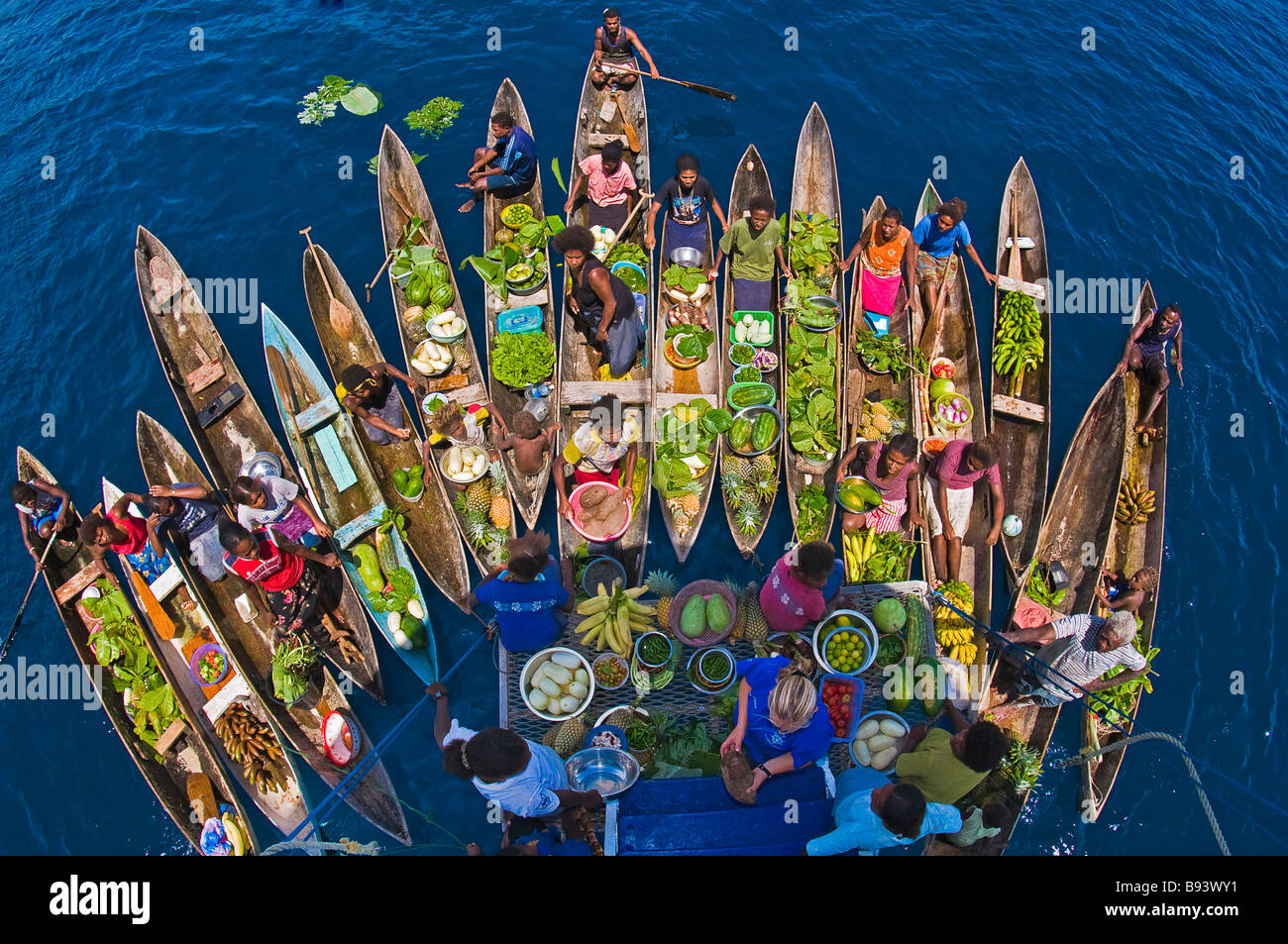 Boat market visit Cruise Ship Solomon Islands Stock Photo