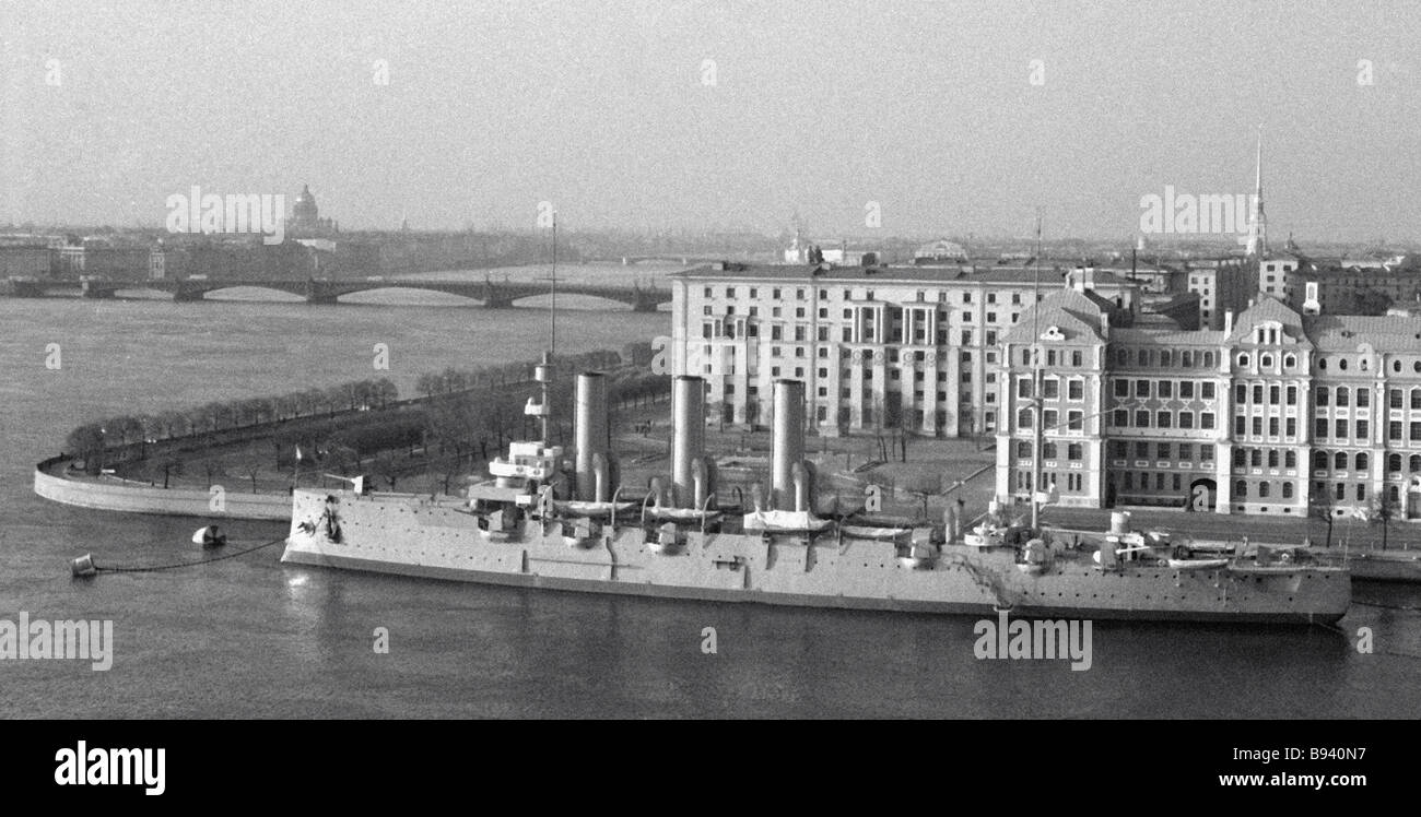Restored legendary cruiser Avrora Stock Photo - Alamy