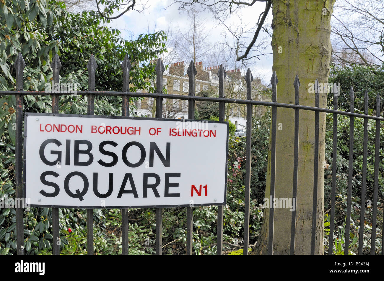 Gibson Square sign London Borough of Islington N1 England UK Stock
