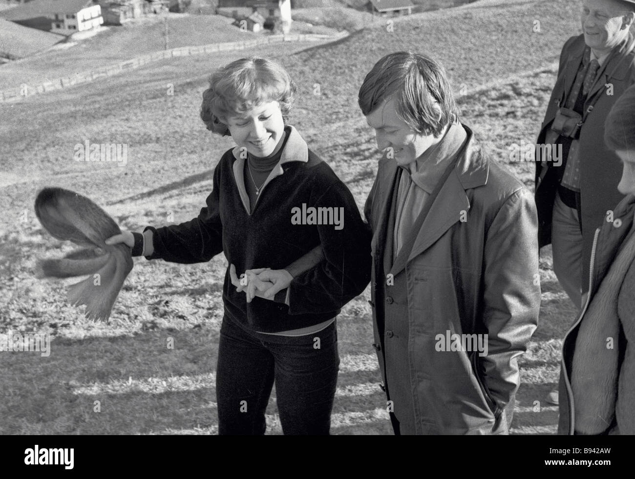 World chess champion Anatoly Karpov center with his mother Nina