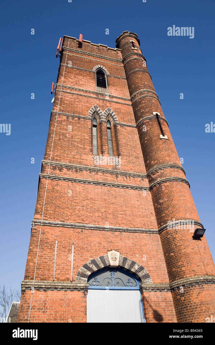 Red brick Victorian Gothic water tower, Epping Town, Essex, England