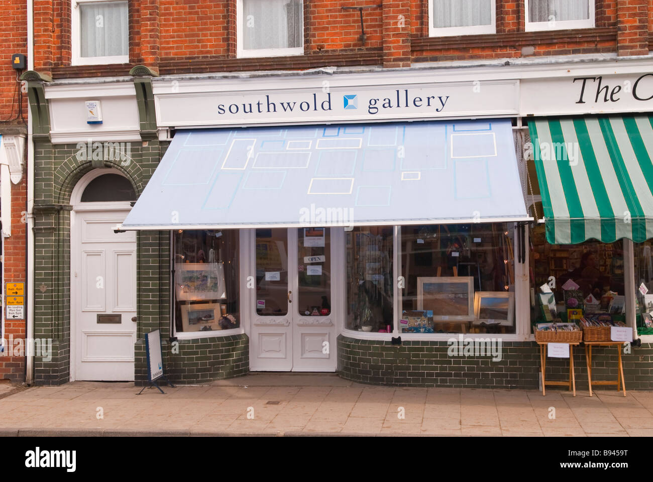 The southwold gallery in the high street selling paintings and artworks in Southwold,Suffolk,Uk Stock Photo