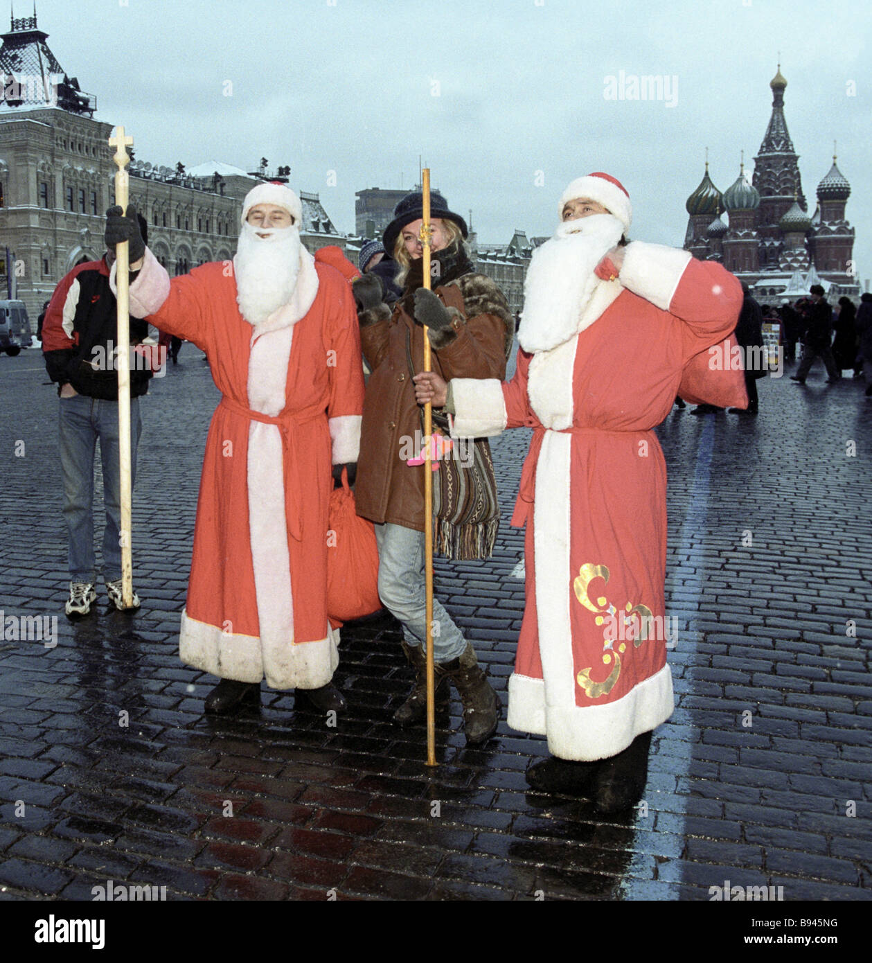 Jack Frosts being photographed with Muscovites on Red Square Stock