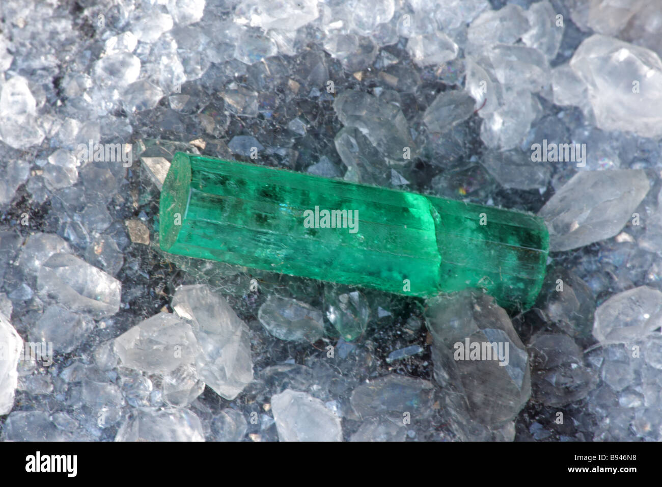 Emerald - Mined in Colombia - Green variety of the mineral beryl - Green color from chromium during crystalization Stock Photo