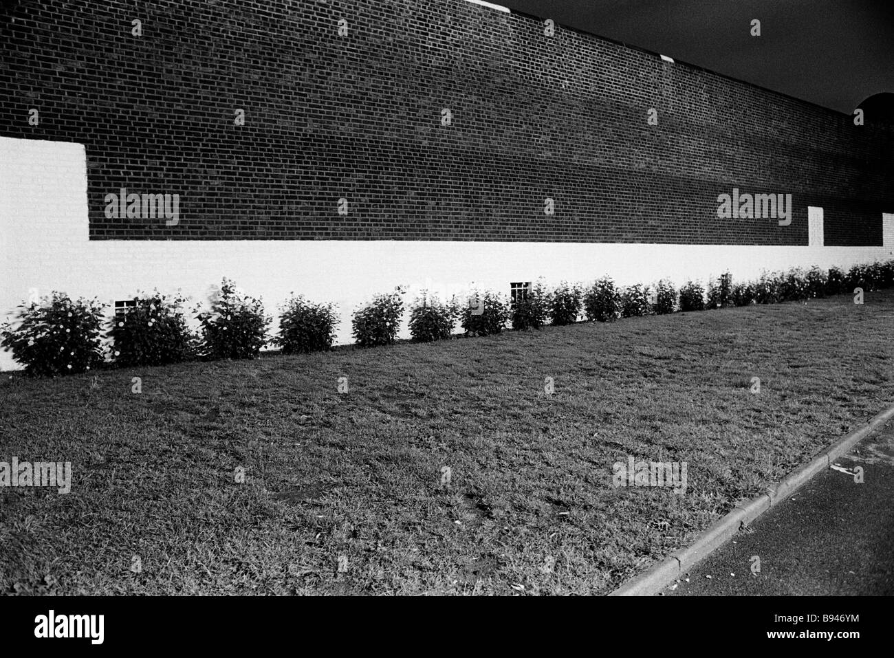 Shrubs planted along the wall where those who were hanged at the prison are buried. Pentonville Prison London England Stock Photo