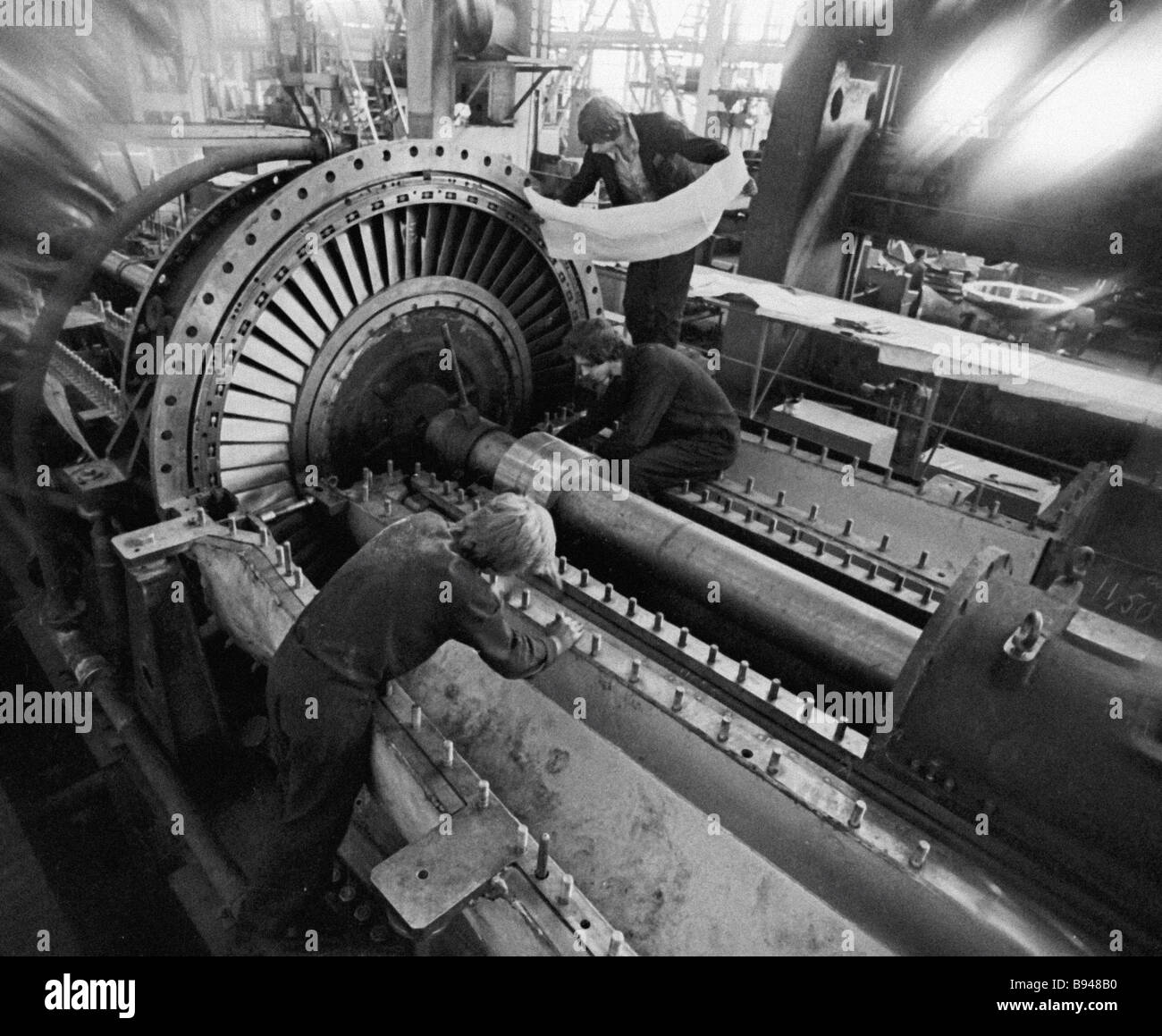 Gas pumping unit assembly stand at Nevsky Zavod machine building