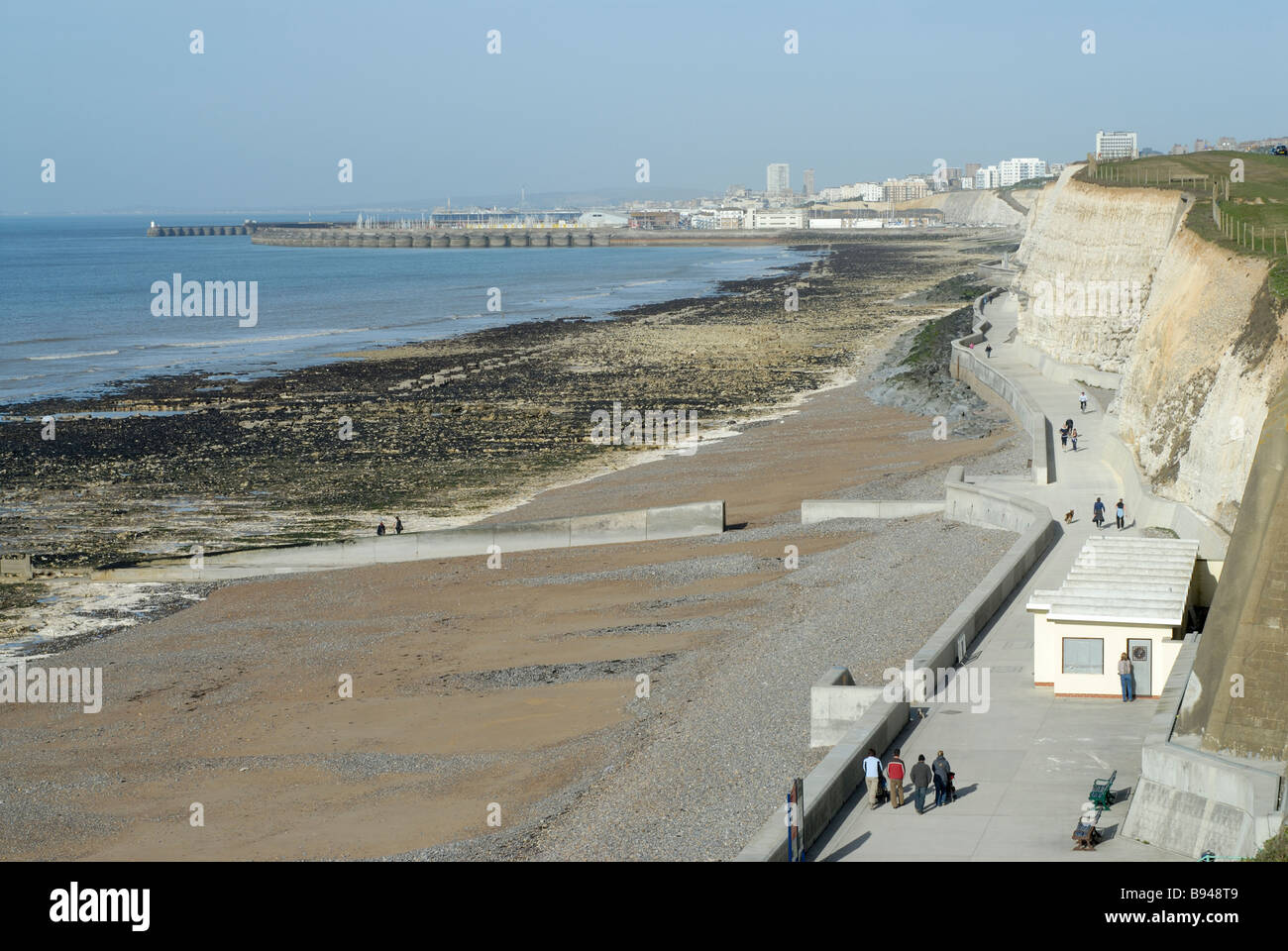 The Cliffs and  Beach at Rottingdean looking west towards Brighton Stock Photo