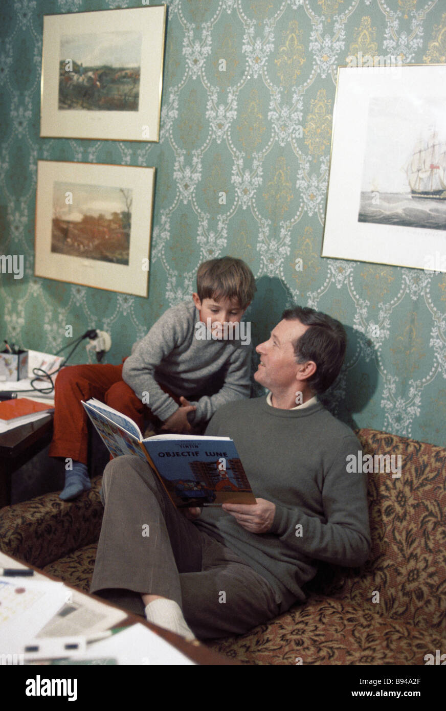 French astronaut Jean Loup Chretien right with his son left0 at home ...