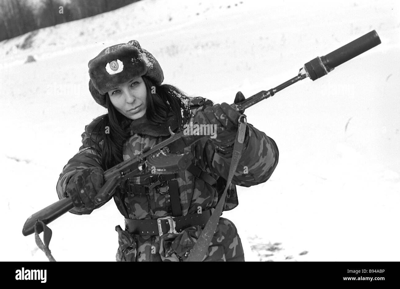 A Miss Red Star girl military officer contestant on the Tamanskaya