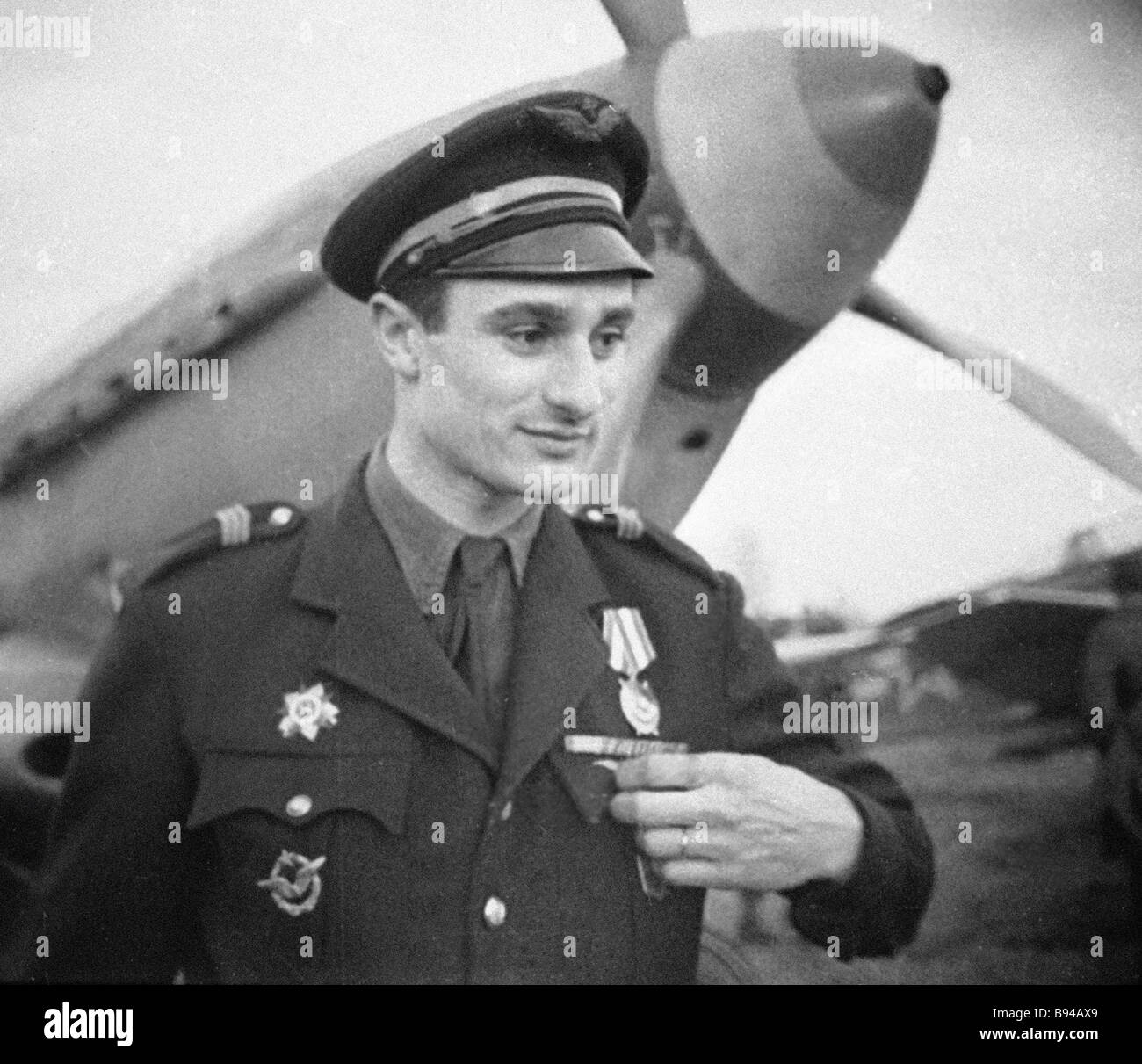 Pilot Jean Andre of the First fighter air regiment Normandie Stock ...