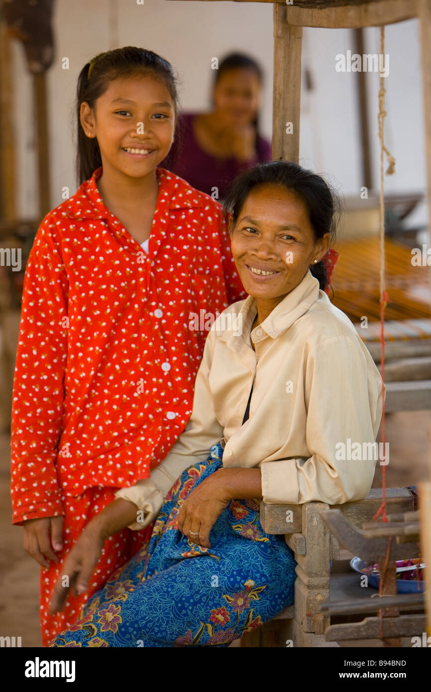 Cambodian women photographed at an island village on the Mekong River Phnom Penh Cambodia Stock Photo