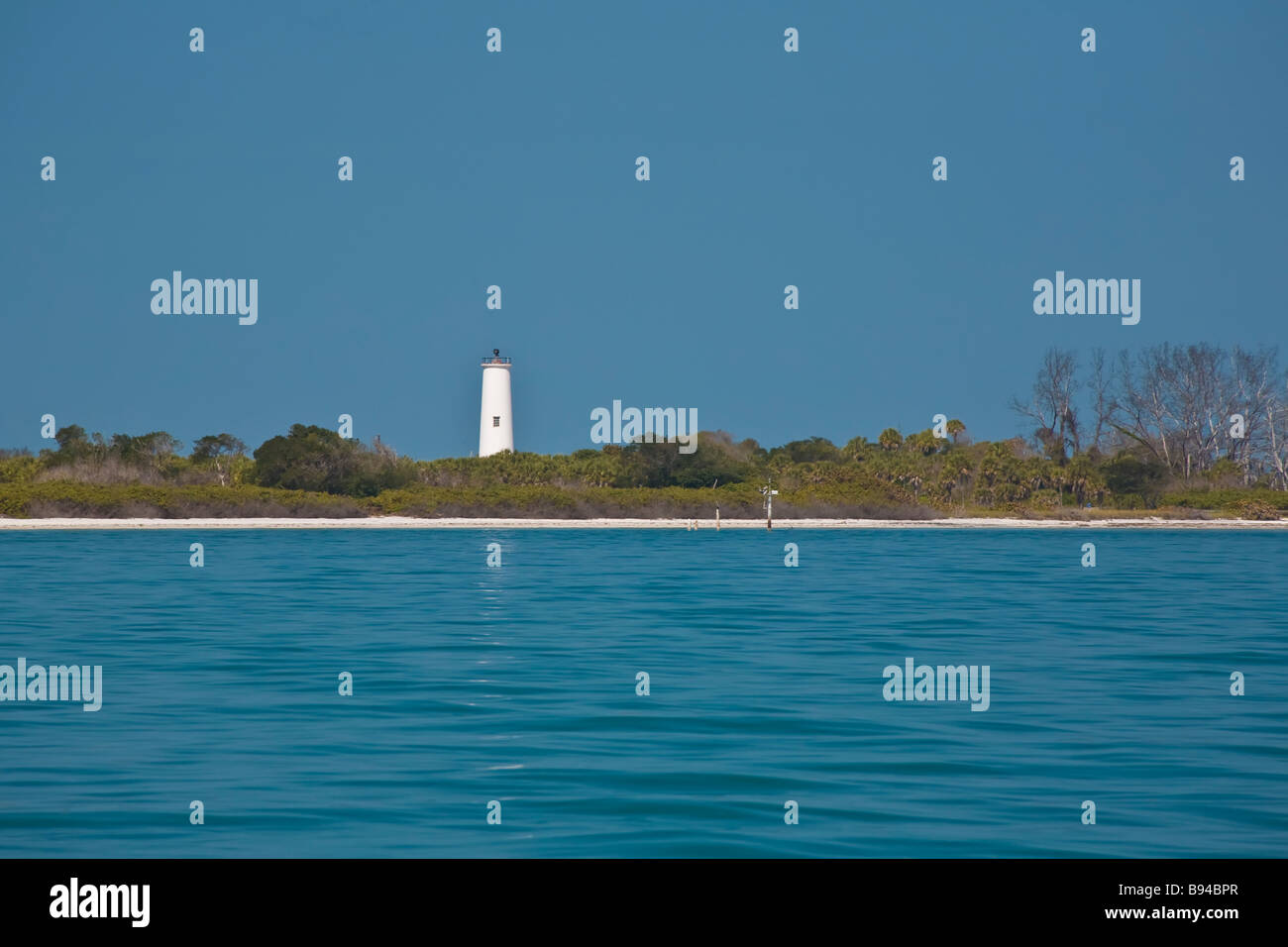 Lighthouse on Egmont Key State Park located at the mouth of Tampa Bay