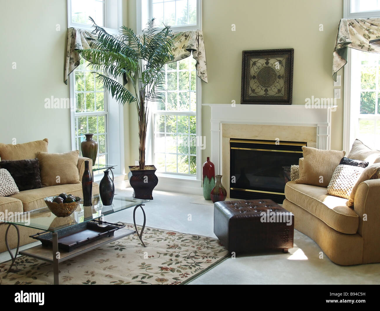 A well decorated family room in a modern american home Stock Photo Alamy