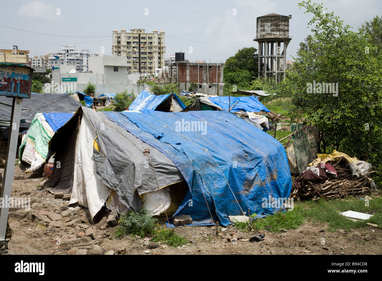 Indian slum houses in a Surat shanty town. Surat, Gujarat. India Stock