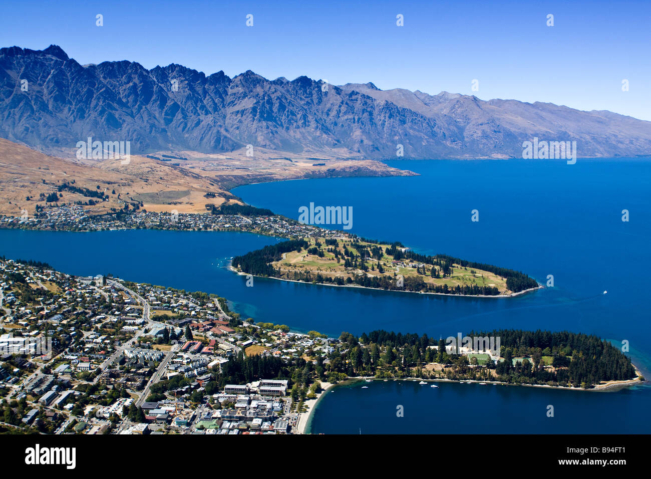 View From Skyline Gondola Lake Wakatipu Queenstown New Zealand Stock Photo