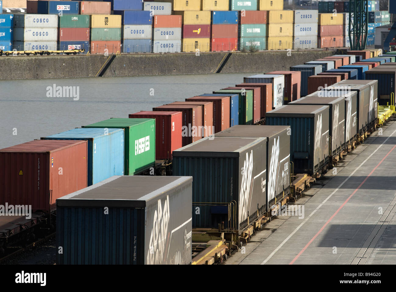 Neil 1 rail container terminal, Cologne, North Rhine-Westphalia, Germany. Stock Photo