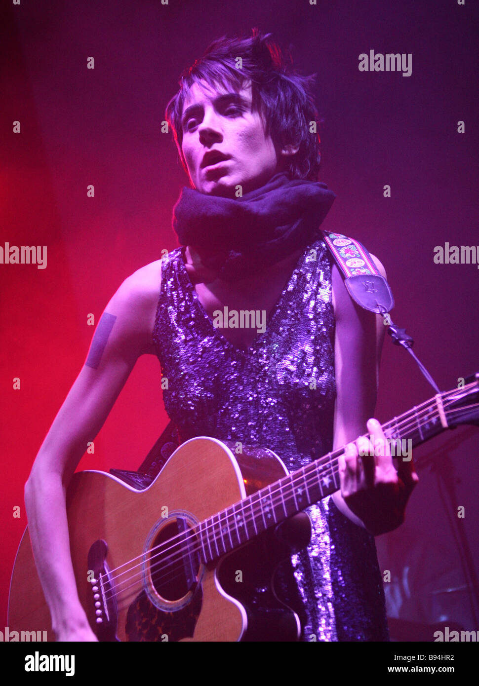Singer Zemfira performing at the presentation of the Citizen K magazine ...