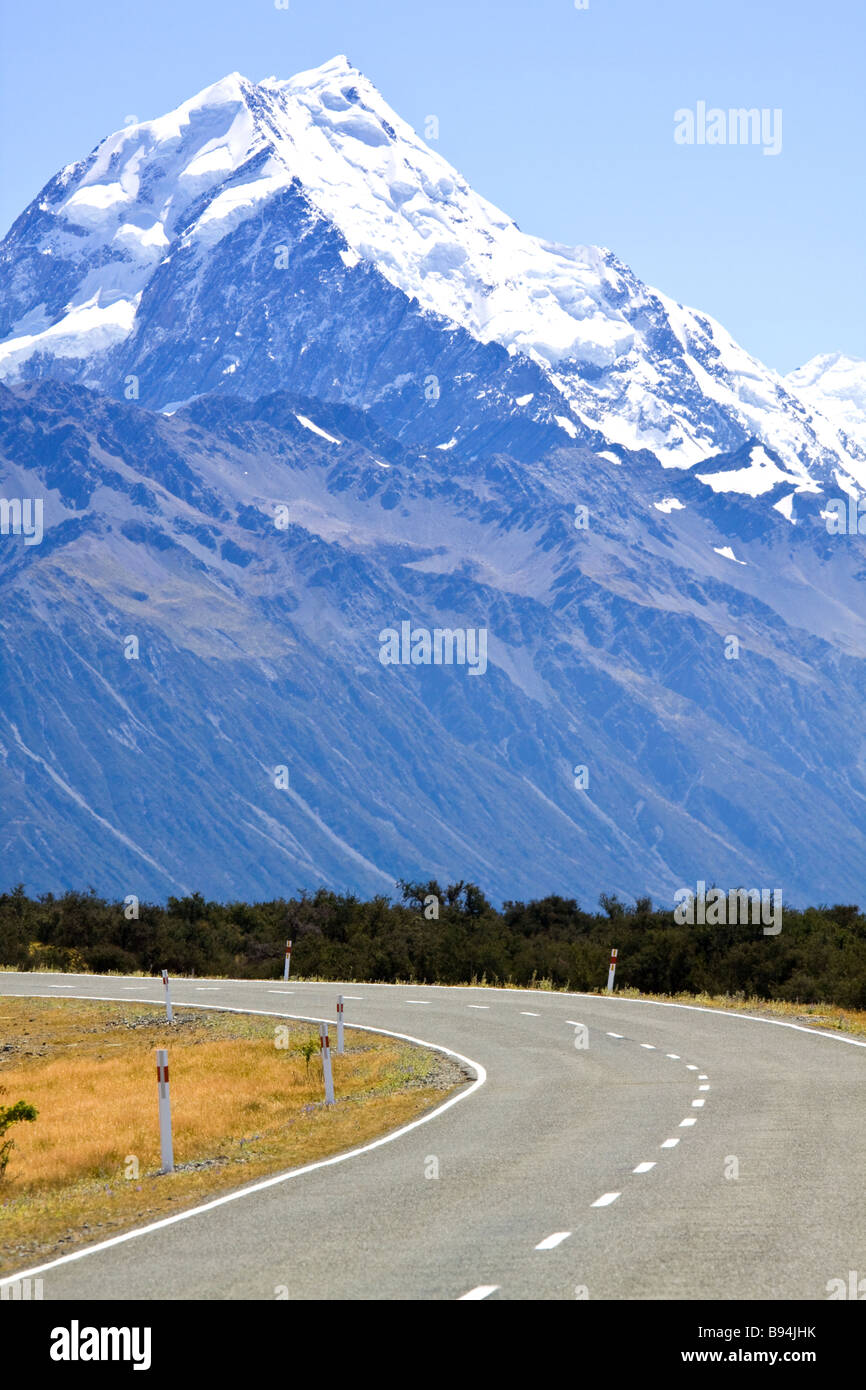 Road To Mount Cook Aoraki South Island New Zealand Stock Photo