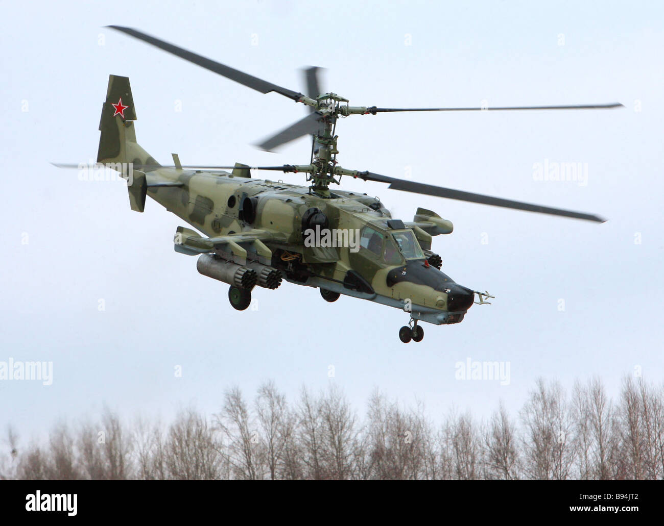 Kamov Ka 50 Hokum helicopter performs demonstration flight Stock Photo