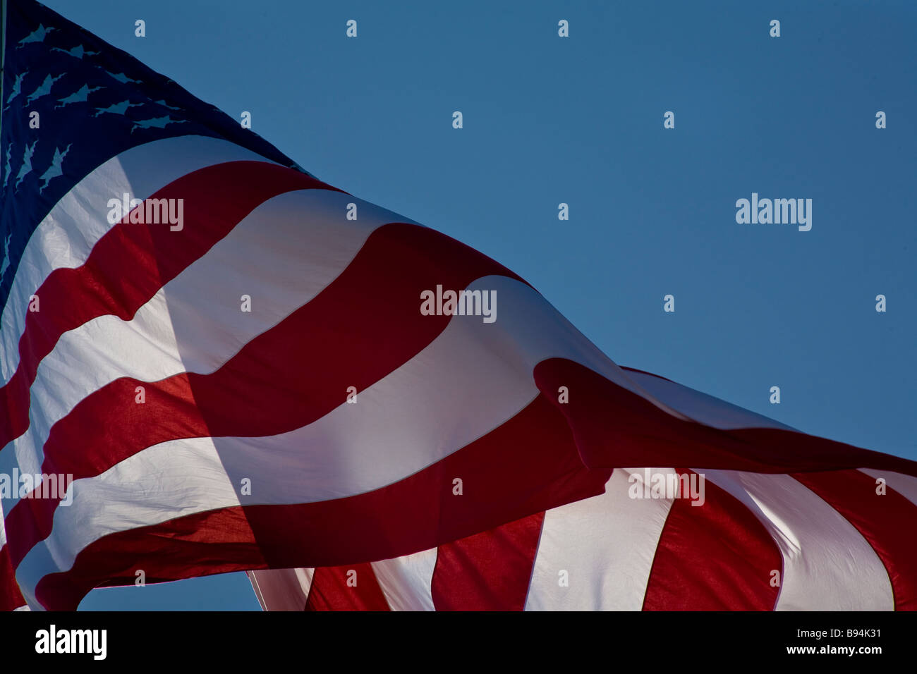 United States American flag known as Stars and Stripes blowing in the ...