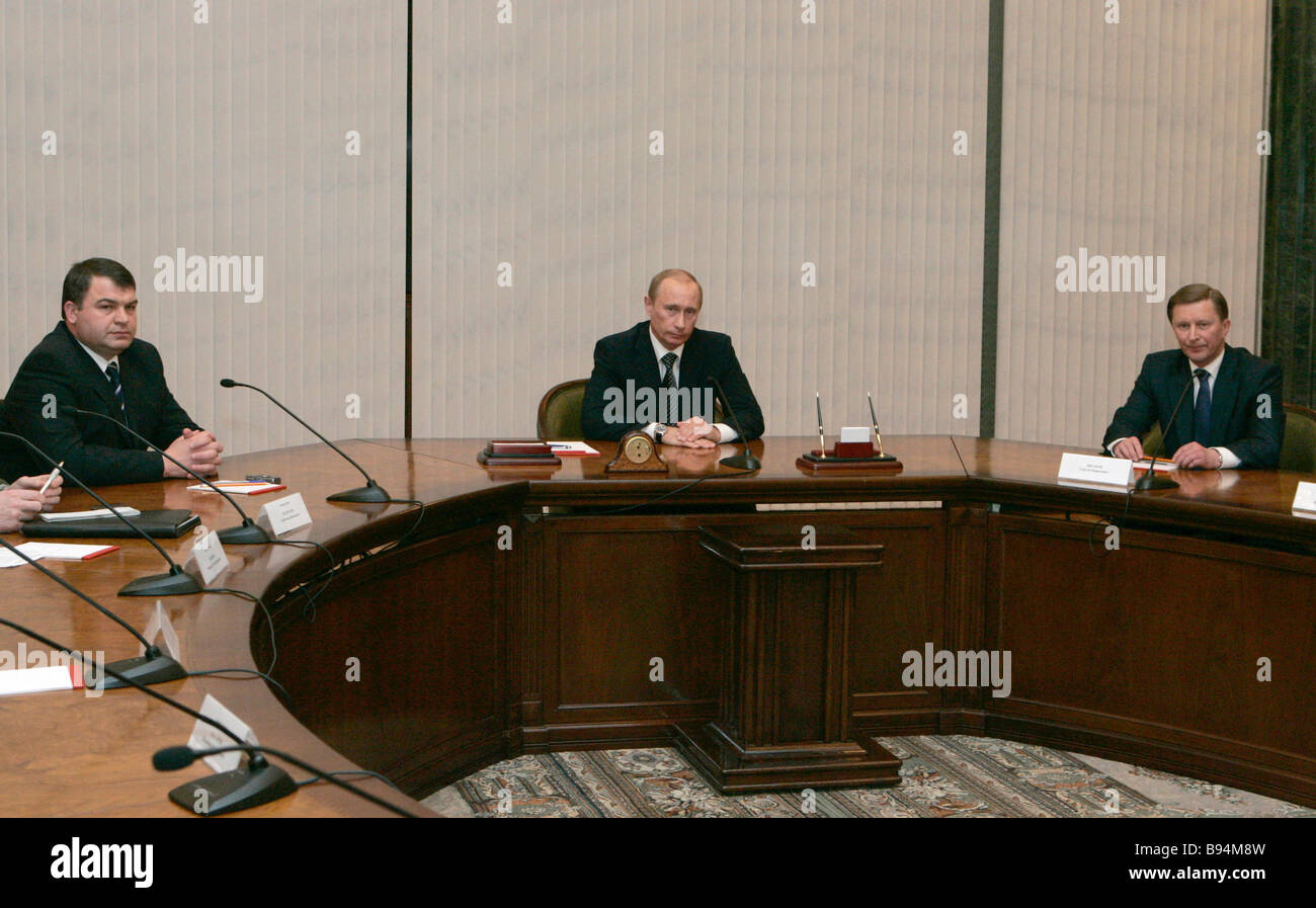 From left to right Russian Defense Minister Anatoly Serdyukov President