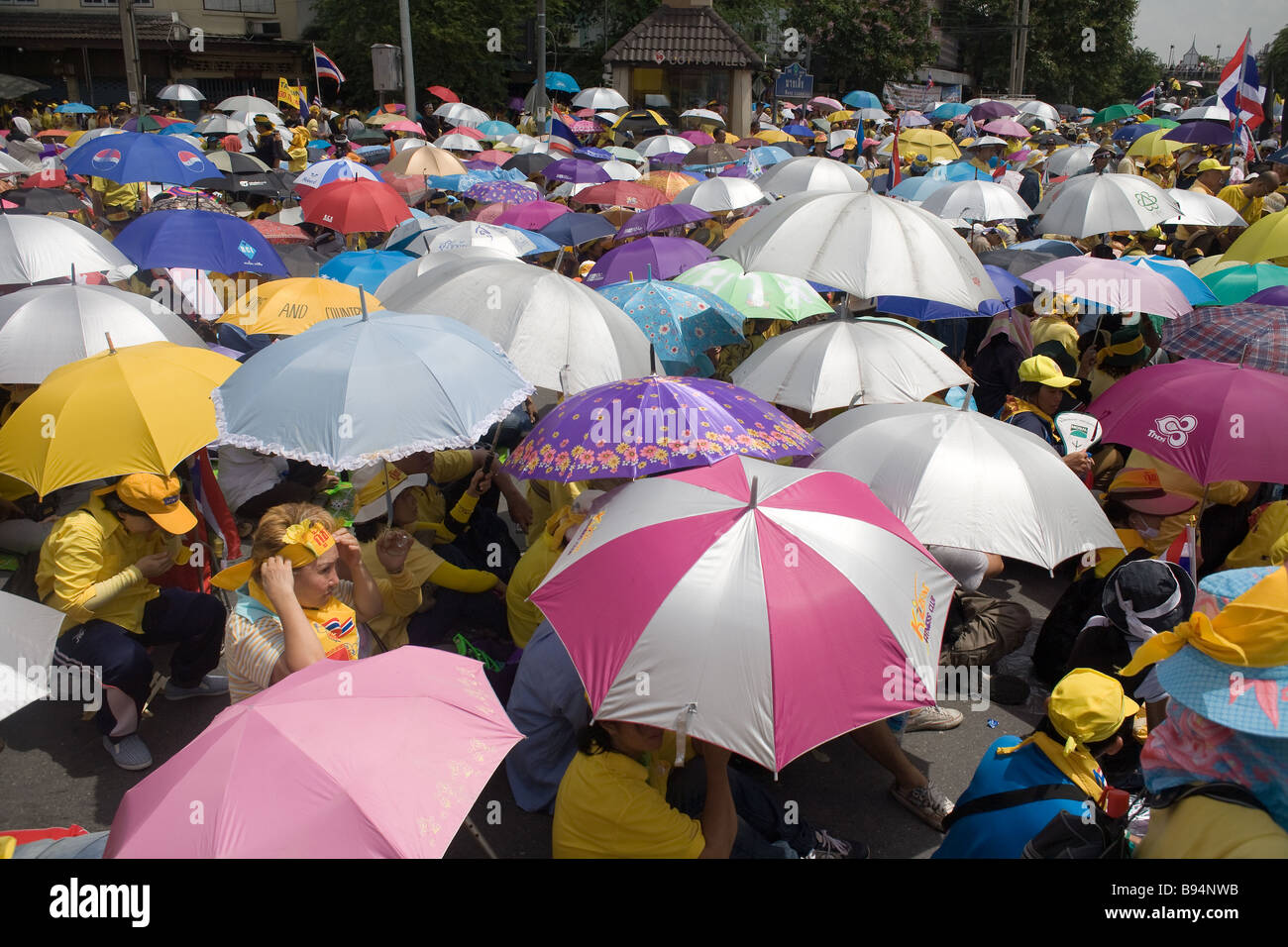 A PAD rally with umbrellas to protect from the sun Stock Photo - Alamy