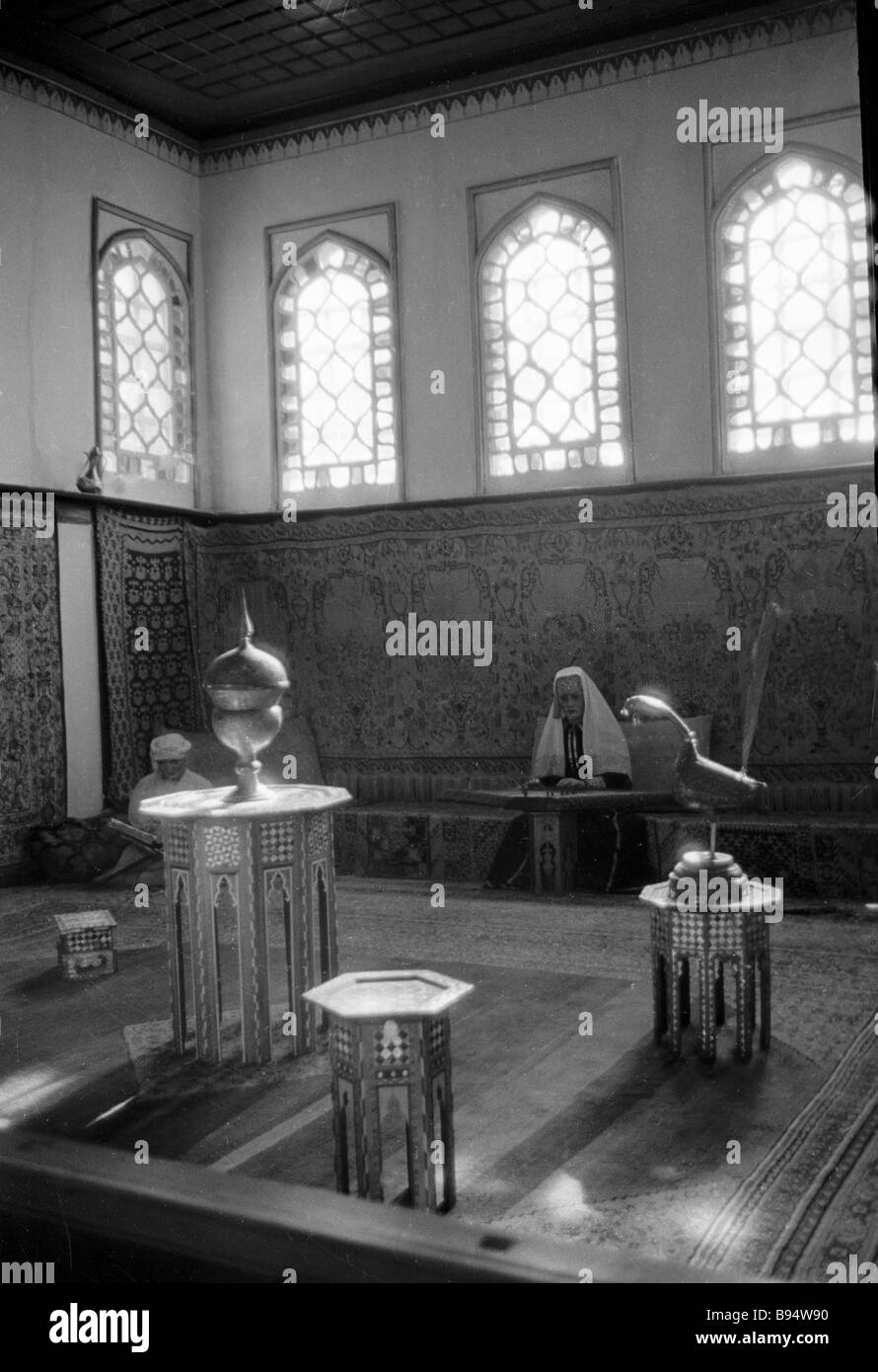 A harem room in Khan s Palace in Bakhchisarai carpeted walls small