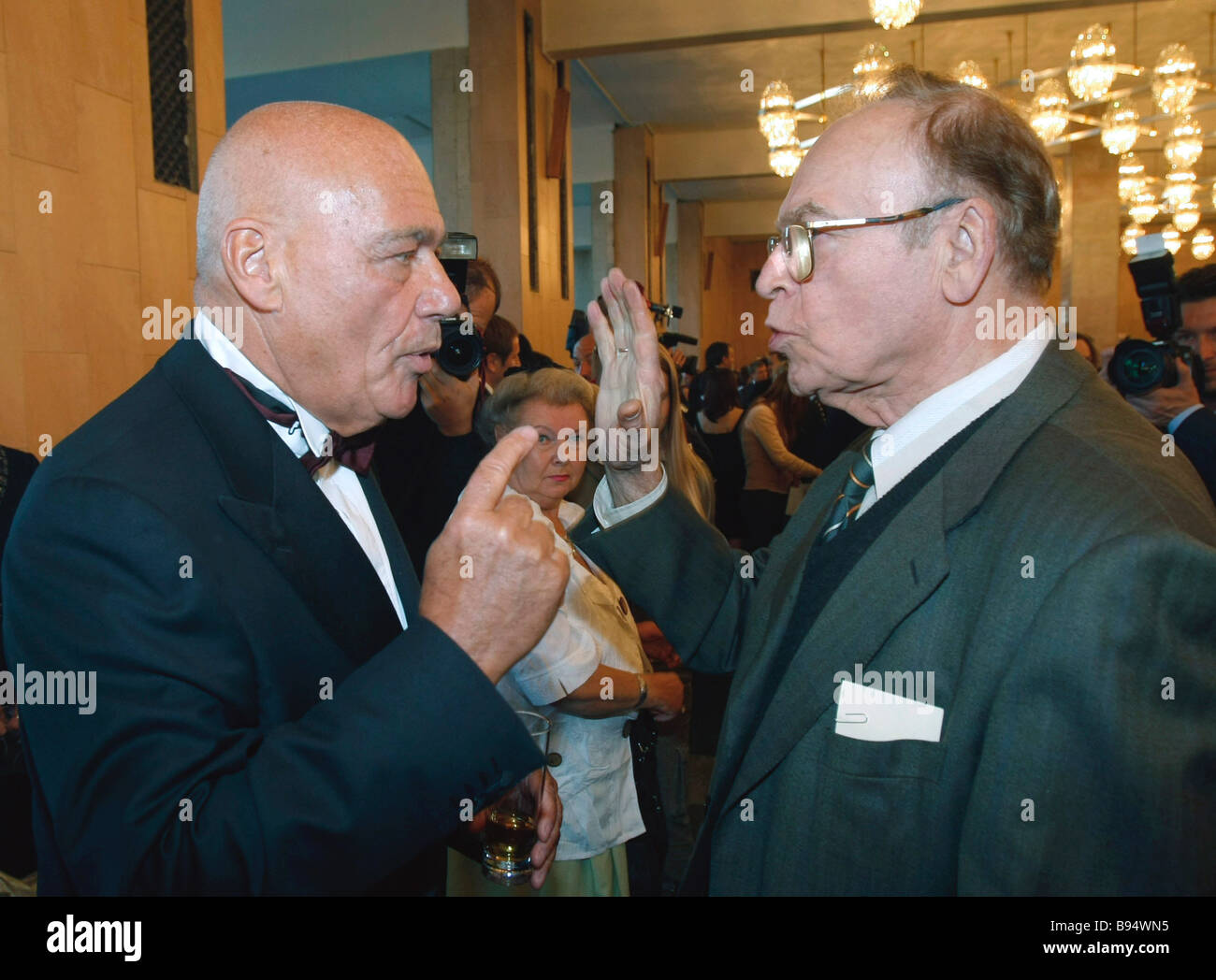 Vladimir Pozner the Russian Television Academy president to the left ...