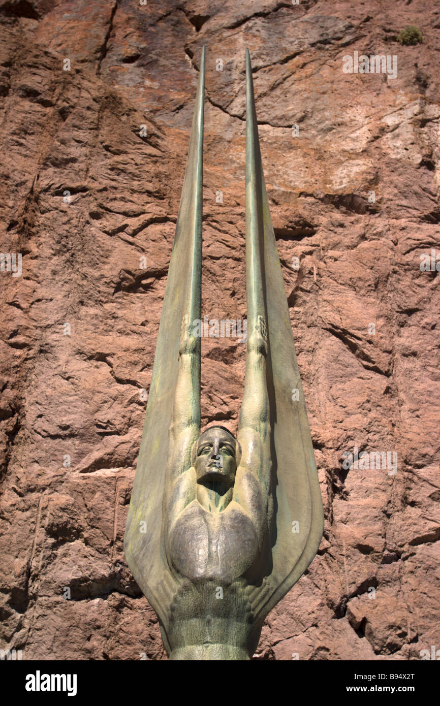 Spectacular winged bronze at Hoover Dam, Nevada, USA. Stock Photo