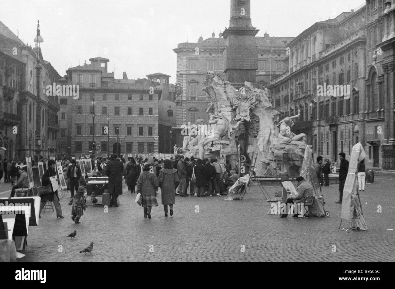 Artists Selling Their Works On Navon Square Stock Photo - Alamy