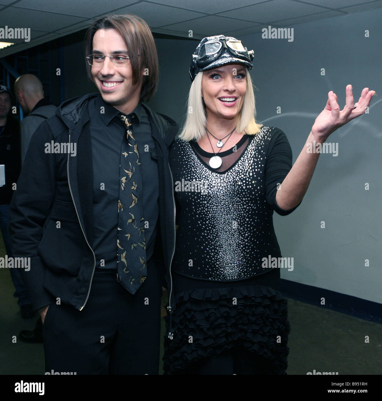 Singer Lajma Vajkule and TV host Maxim Galkin at Olympiyski Stadium