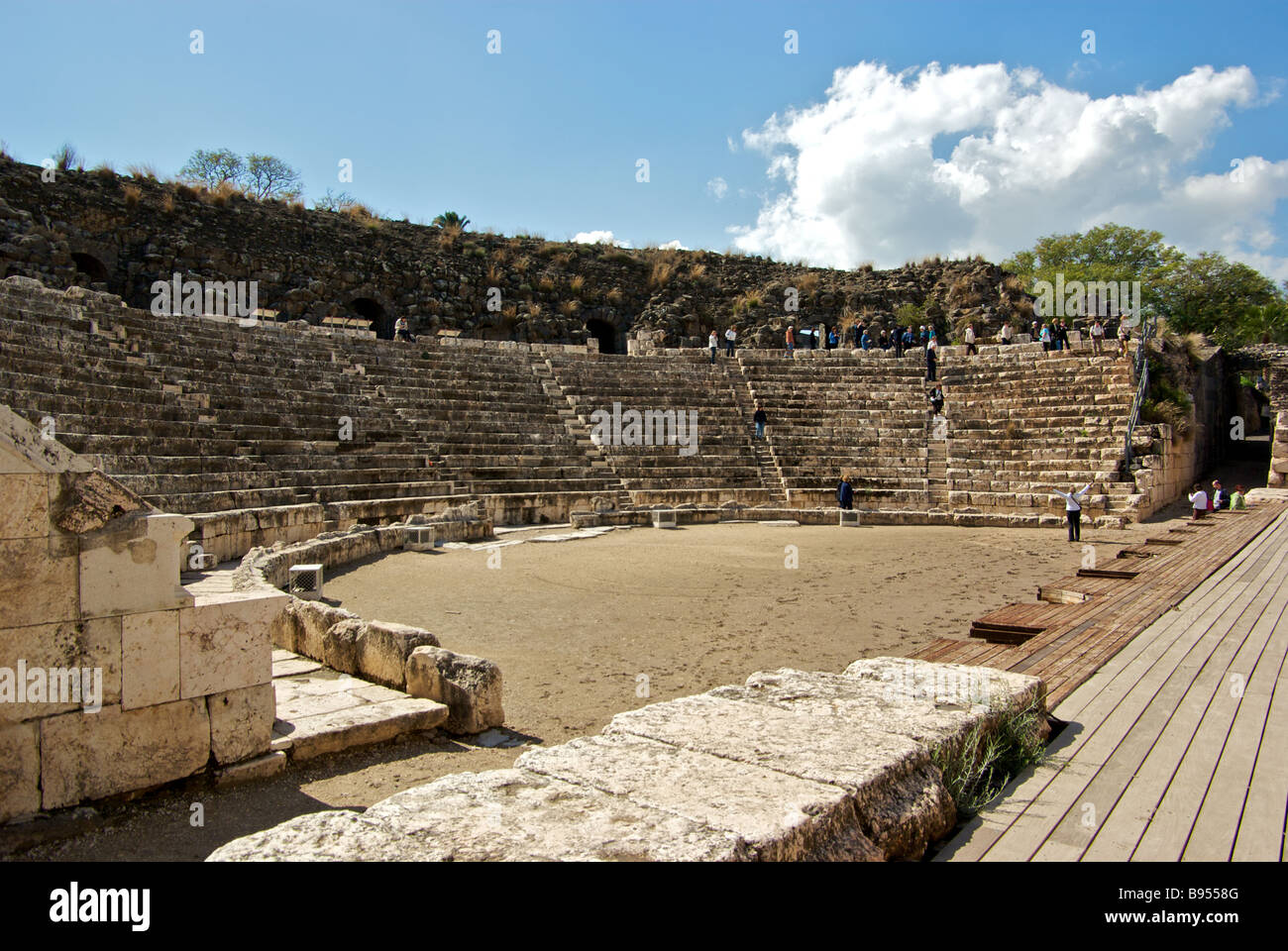 7000 seat theatre of Beth Shean is best preserved ancient theater in Israel Stock Photo