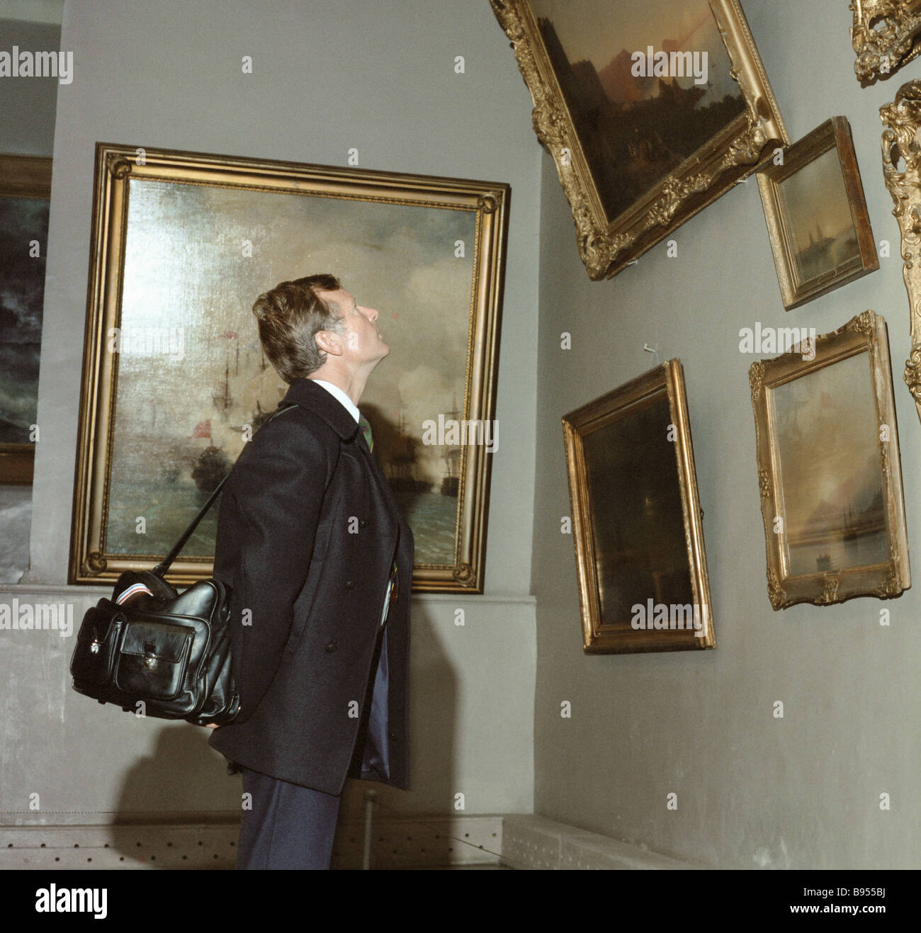 French astronaut Jean Loup Chretien in the art gallery in Feodosiya ...