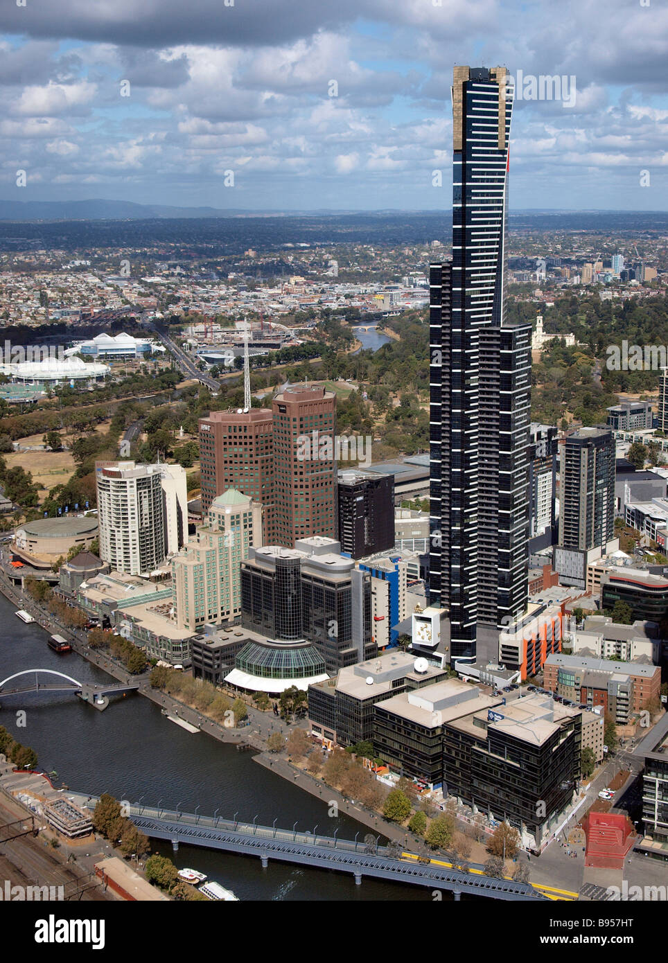 AERIAL VIEW OF MELBOURNE CITY  EUREKA TOWER  FROM RIALTO TOWERS  VICTORIA AUSTRALIA Stock Photo