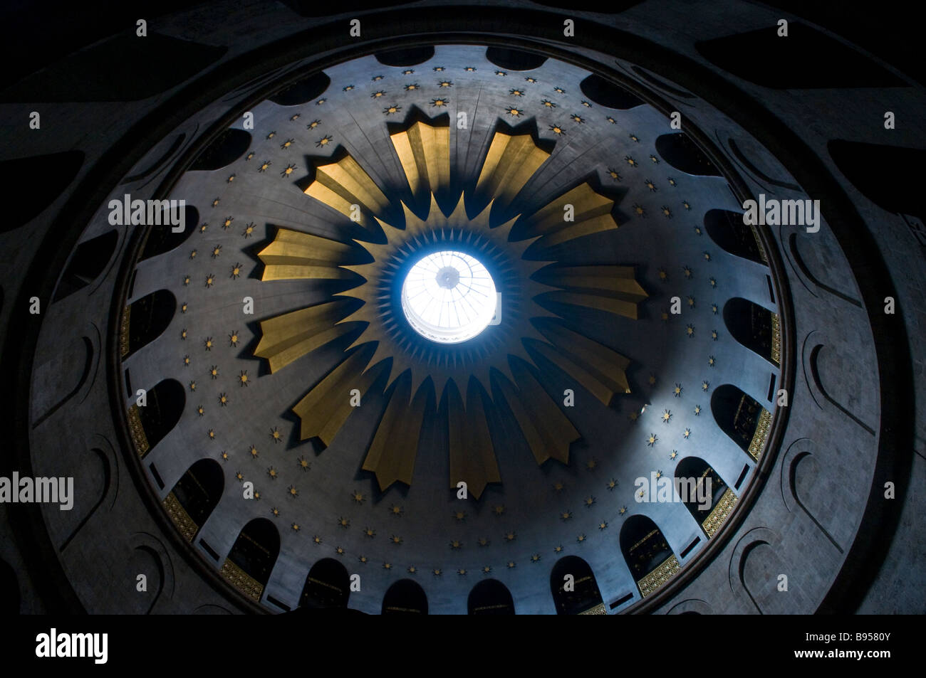 Dome of the Rotunda of the Church of the Holy Sepulchre in the Christian Quarter Old city East Jerusalem Israel Stock Photo