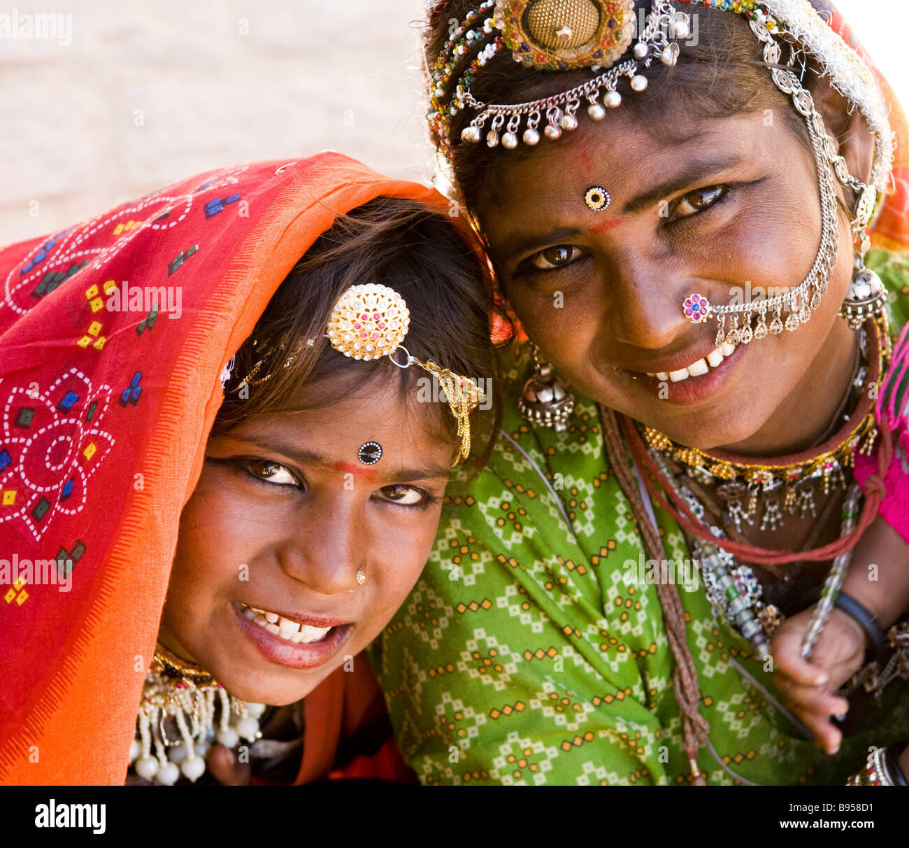 Beautiful tribal women from Rajasthan, India. Stock Photo