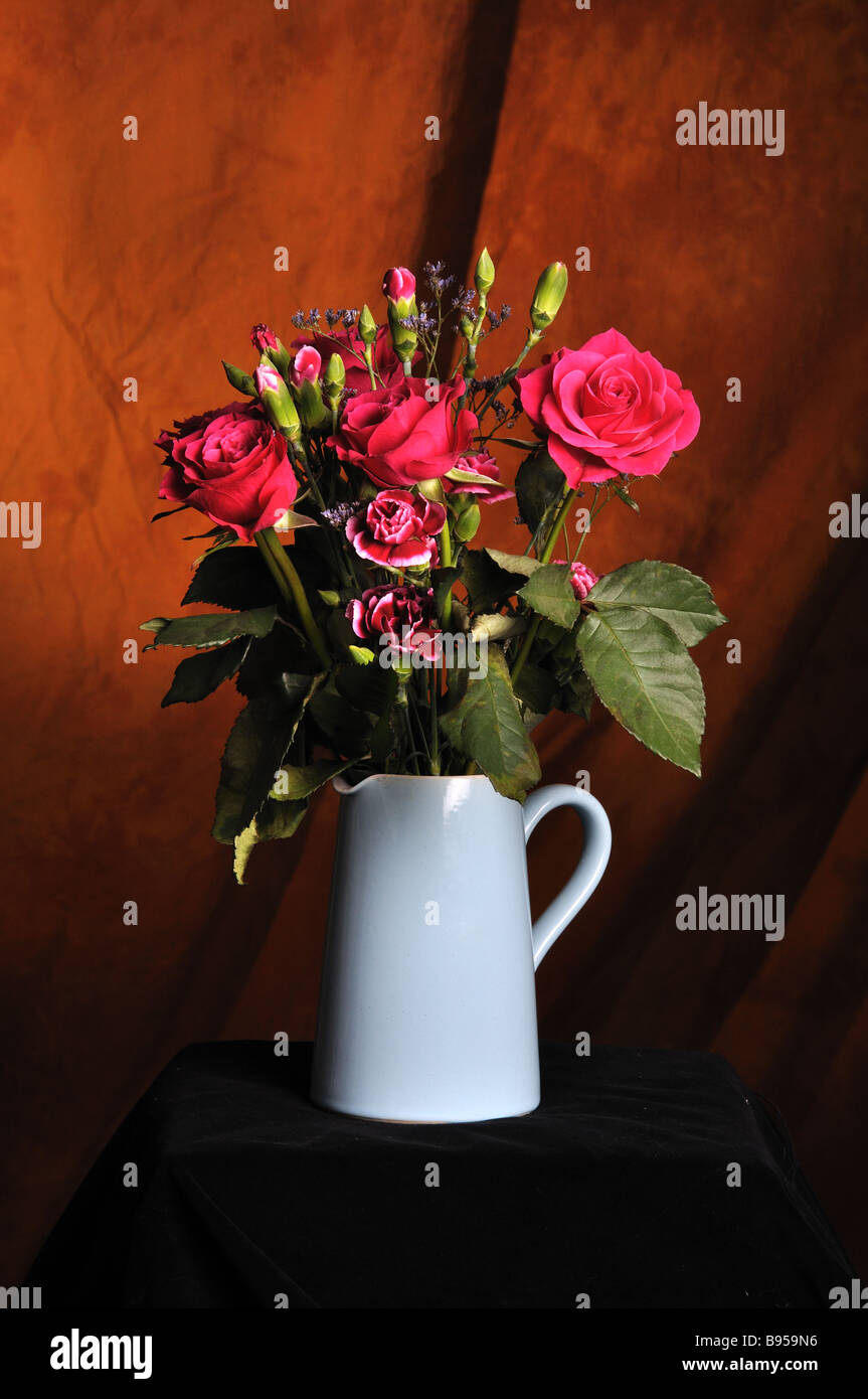 Vase of pink roses Stock Photo Alamy