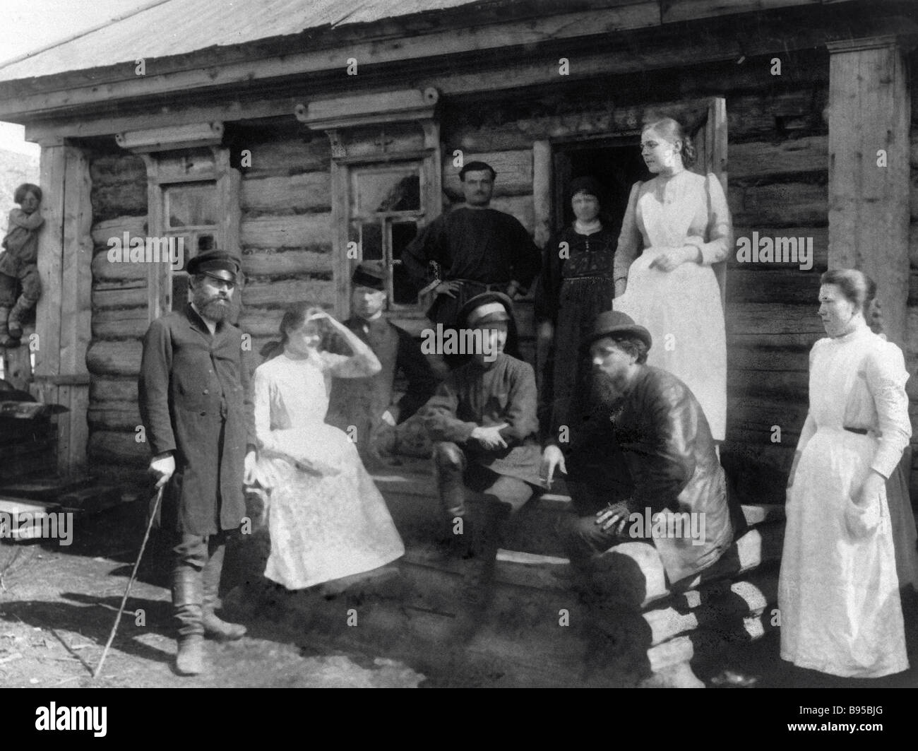 Nurses and locals on the porch of the house Hospital train in ...