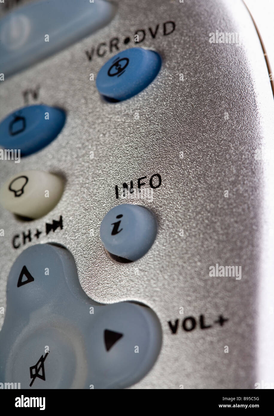 The info button on a remote control Stock Photo