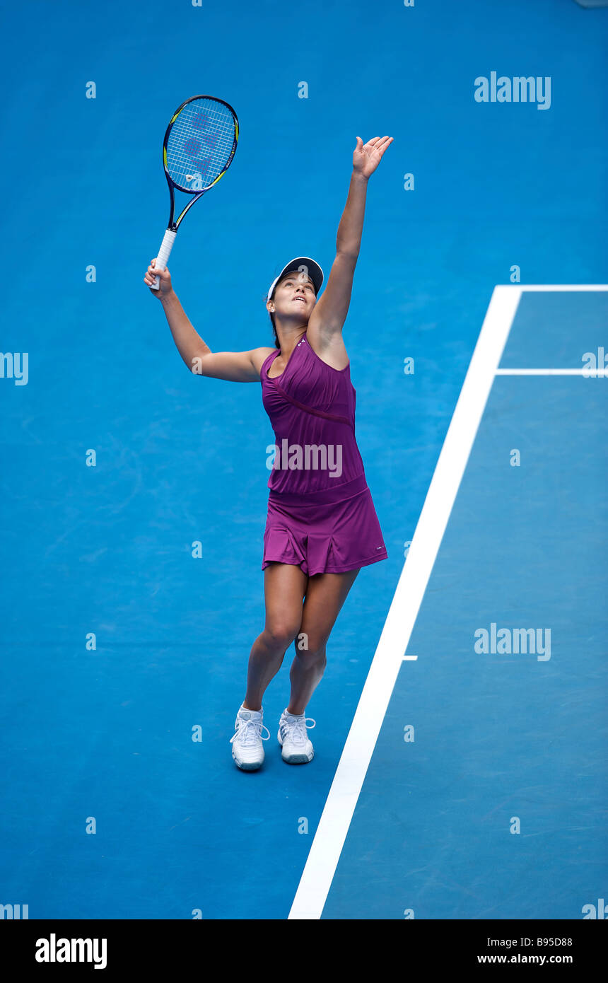 Adidas' female tennis player Ana Ivanovic of Serbia during the Australian Open Grand Slam 2009 in Melbourne Stock Photo